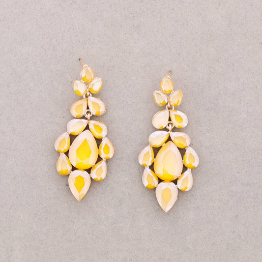 Crystal Metal Earrings: Yellow