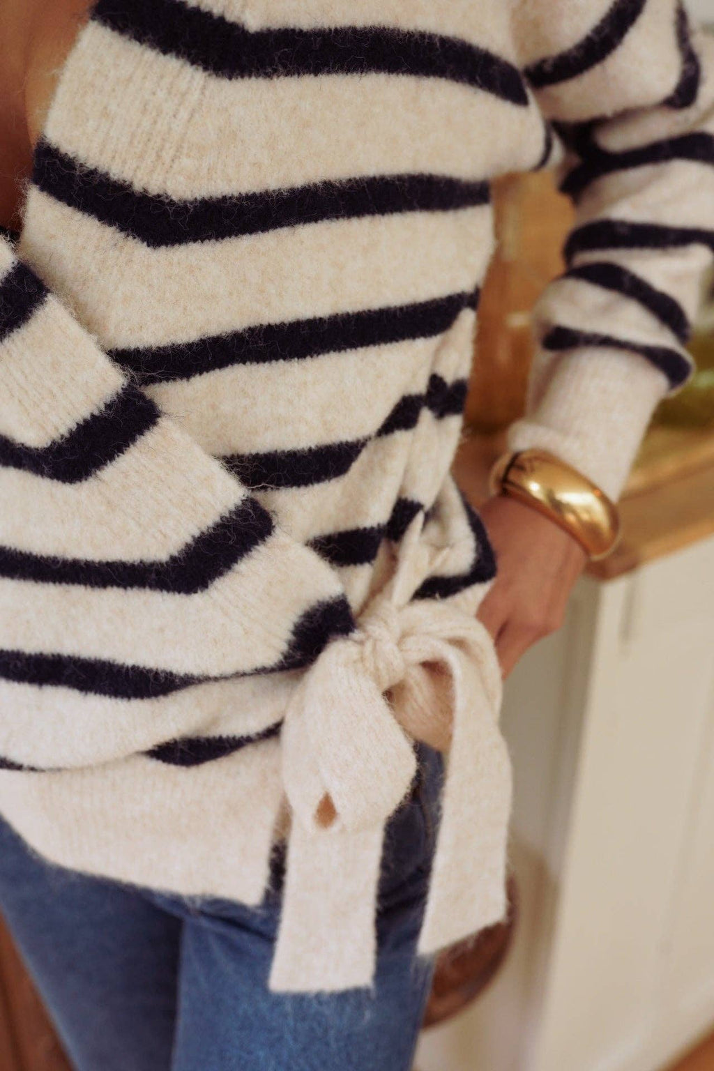 Maille Laureen: Beige - Marine