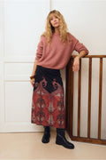 High waisted printed skirt in black