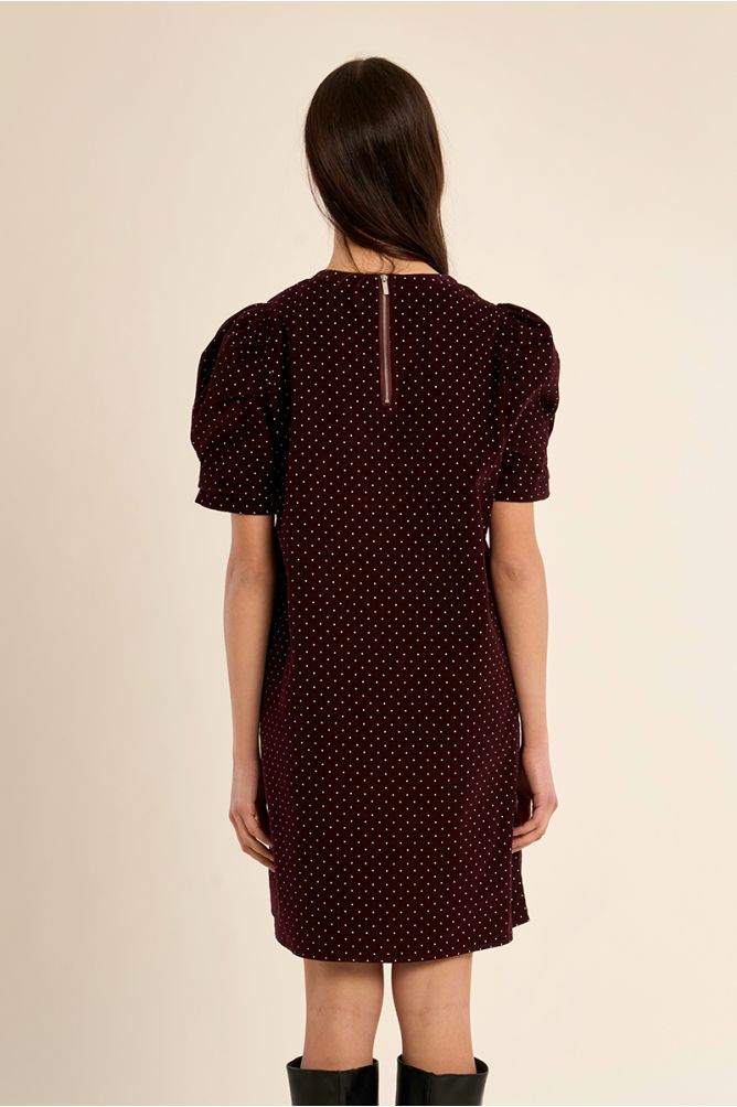 Polka dot dress in Burgundy
