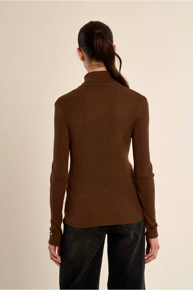 Ribbed turtleneck chocolate