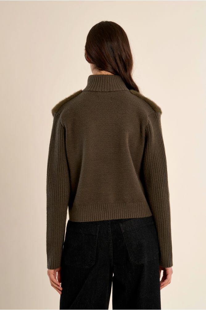 Zip up jacket in khaki