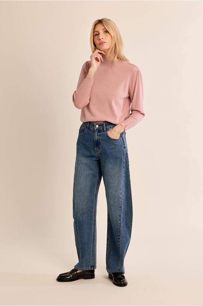 Sweater with bead detail in powder pink