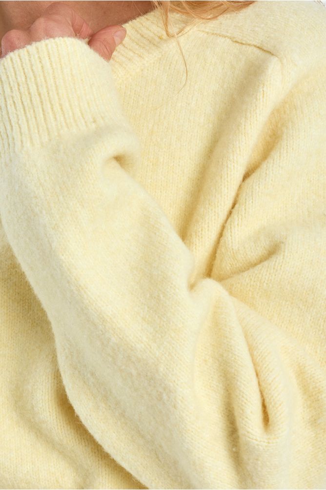 Ribbed cropped sweater in lemon