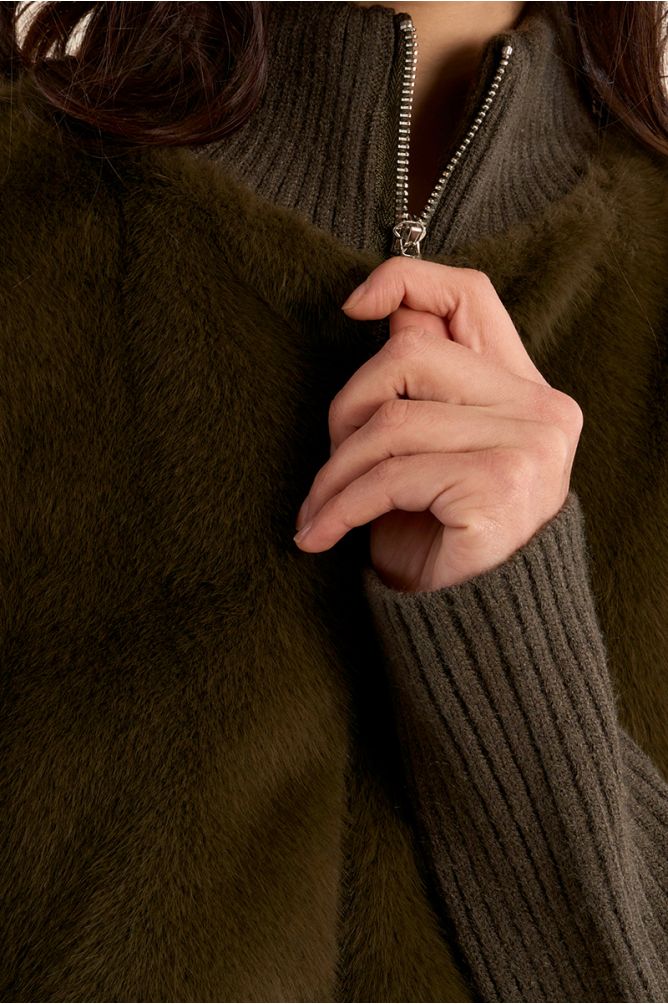 Zip up jacket in khaki