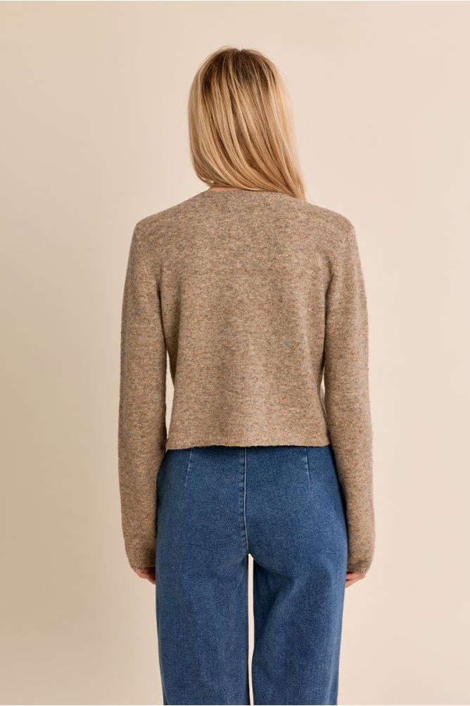 Short knit cardi in camel