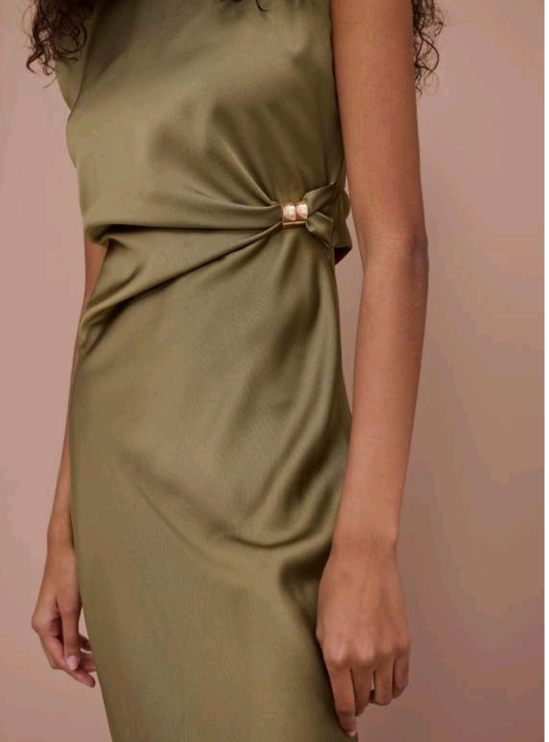 Silk olive green dress