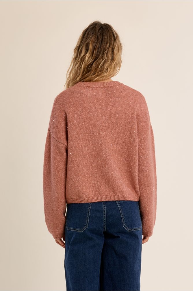 Knitted iridescent sweater in old pink