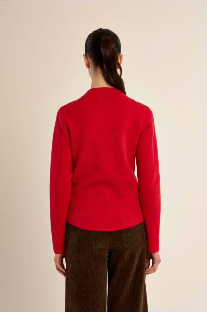 Studded detail red sweater