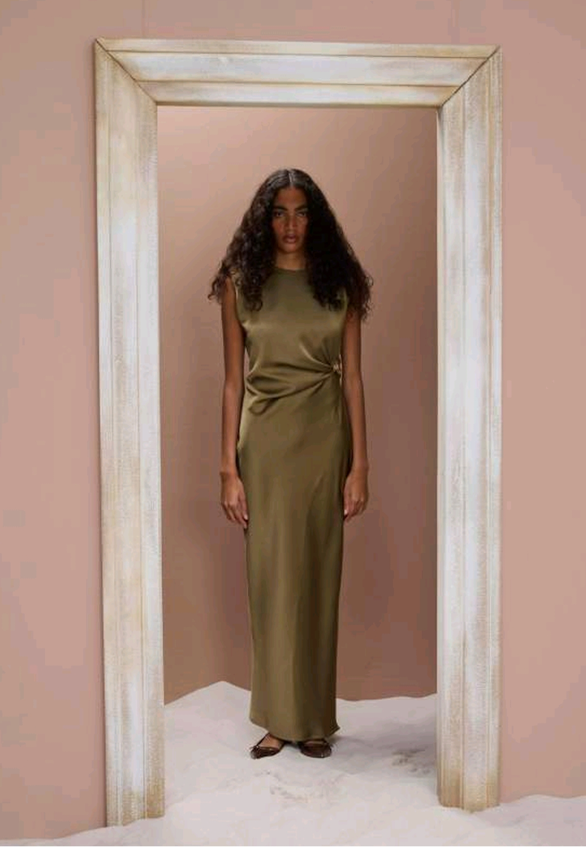Silk olive green dress