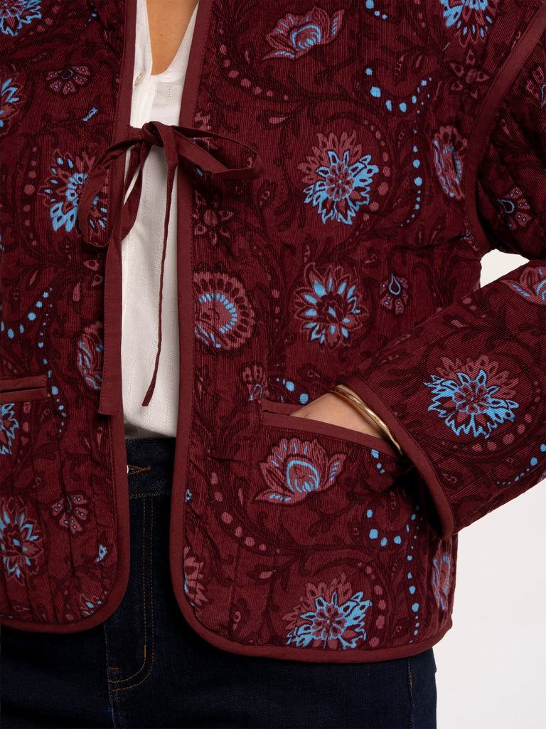 Plum quilted paisley print jacket