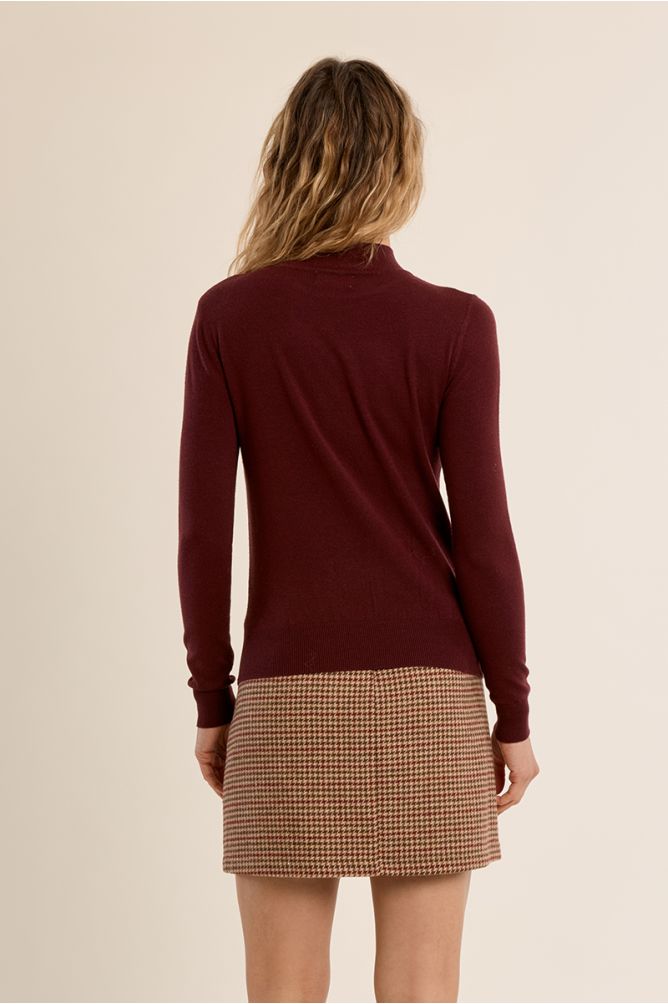 Fine knit sweater bow detail burgundy