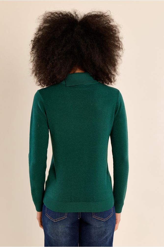 Fine knit sweater in forest green