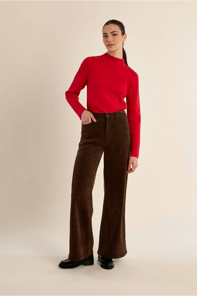 Studded detail red sweater