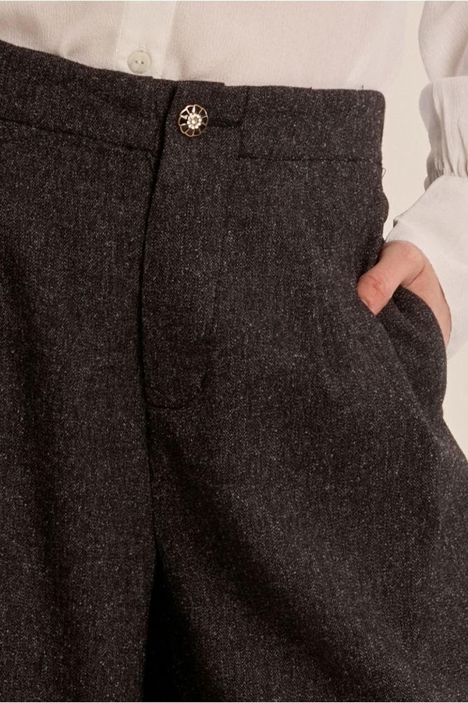 Wool look trouser in dark grey
