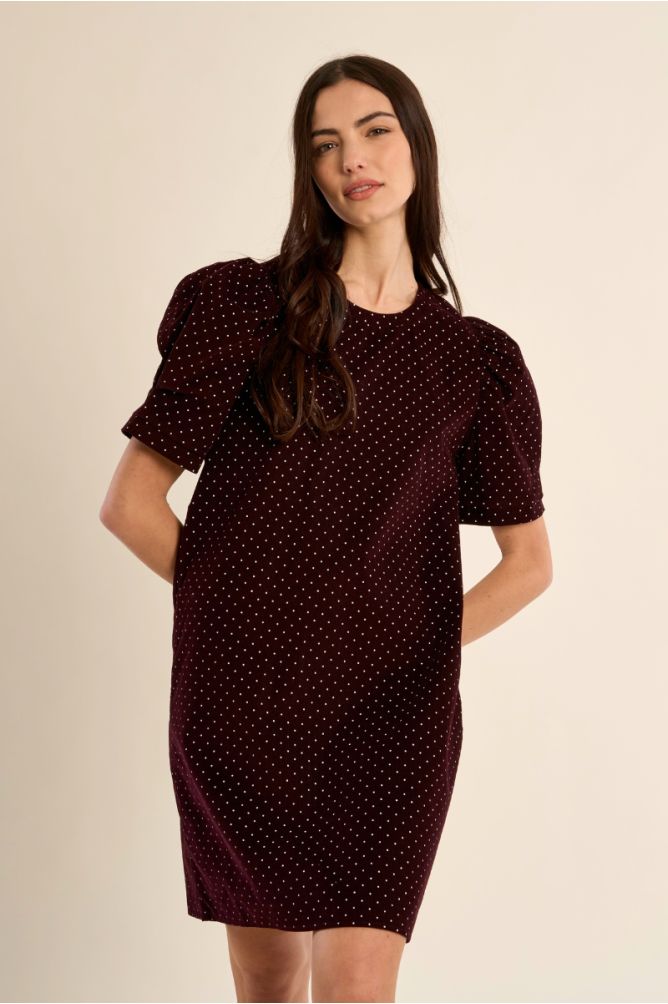 Polka dot dress in Burgundy