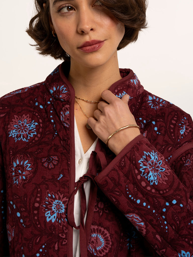Plum quilted paisley print jacket