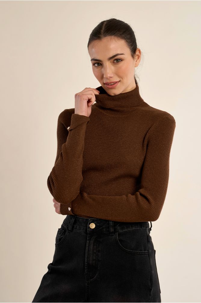 Ribbed turtleneck chocolate