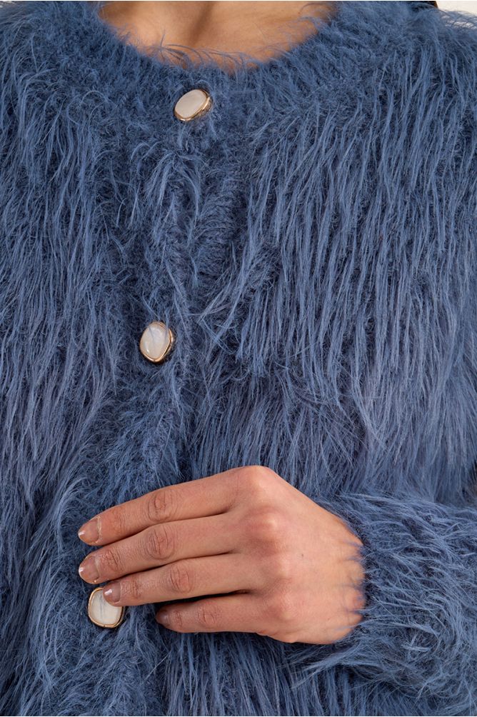 Textured cardi in denim blue