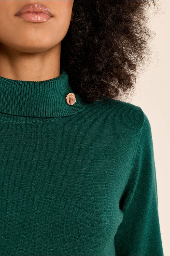Fine knit sweater in forest green