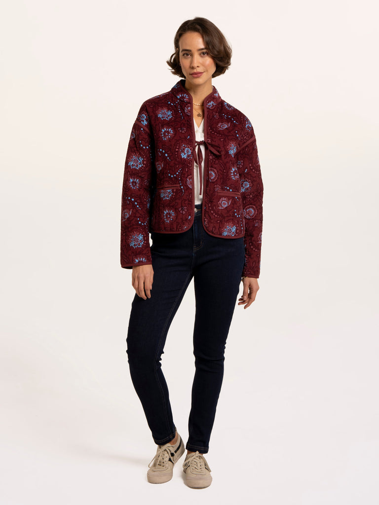Plum quilted paisley print jacket