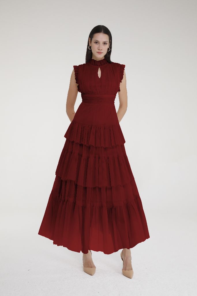 Tulle dress in burgundy