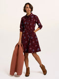 Soft baby cord dress in burgundy