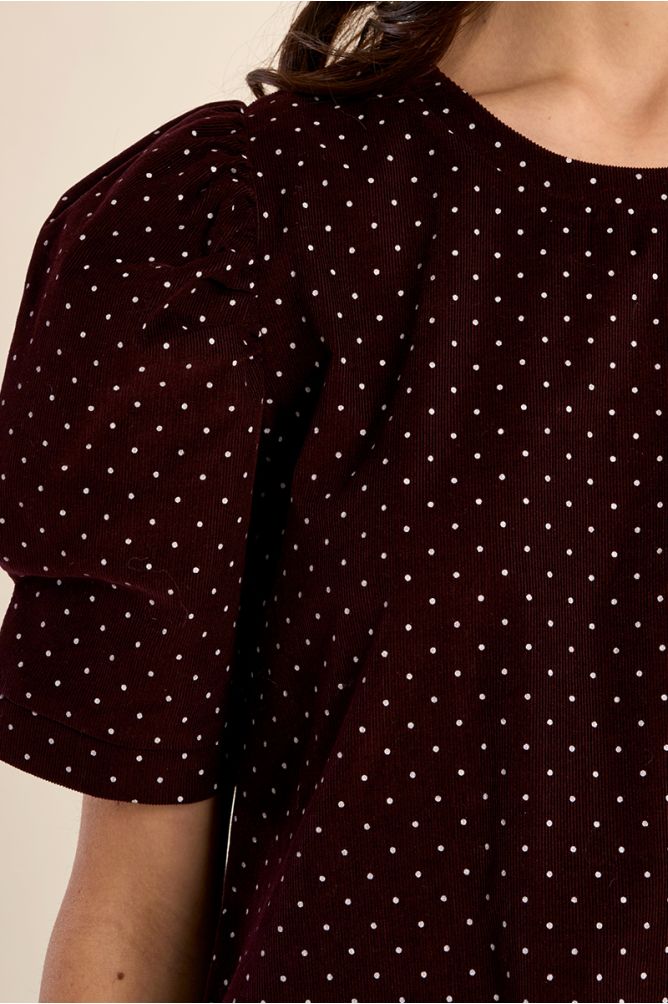 Polka dot dress in Burgundy